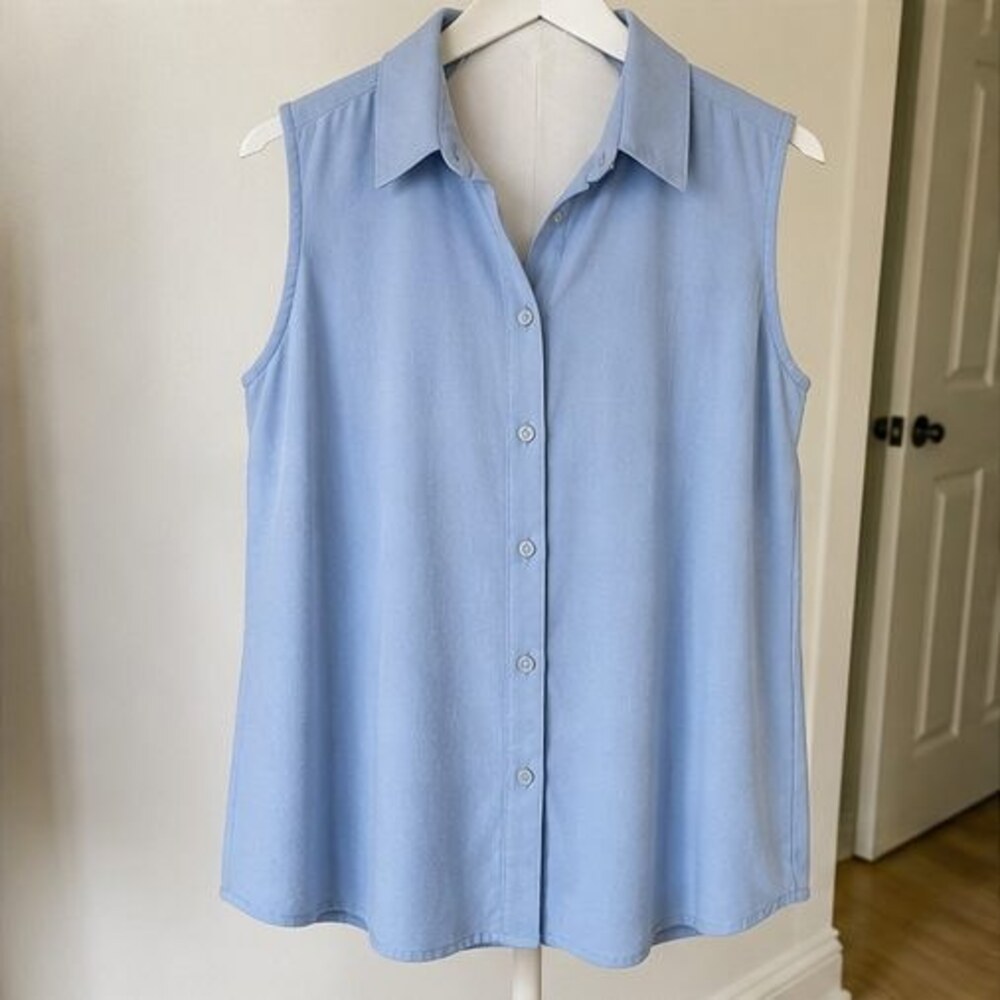 Blue V Neck Top